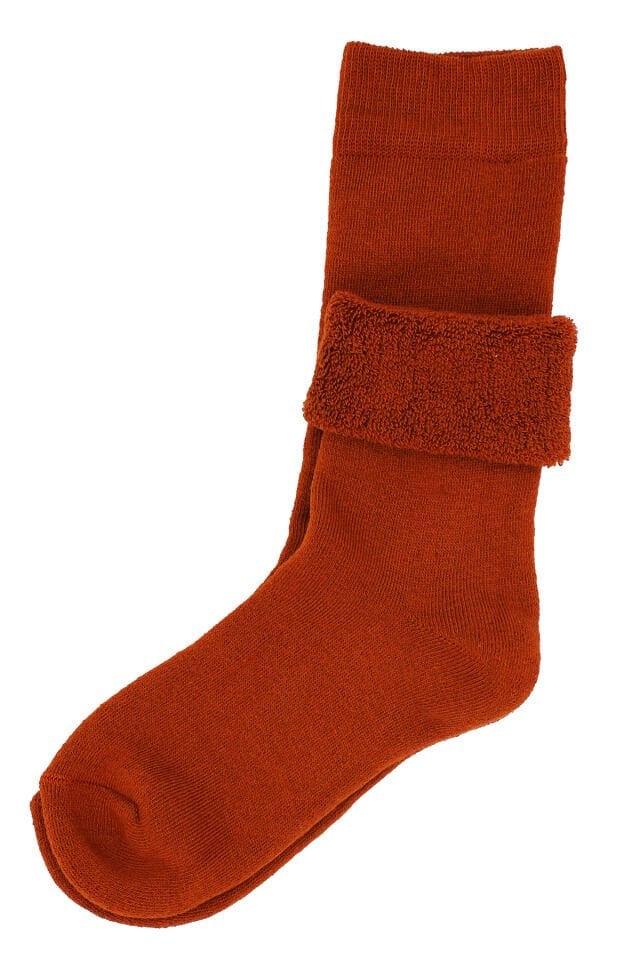 Tarçın Rengi Termal/Thermal Kıvrık Havlu Kalın Kışlık Kadın Çorap