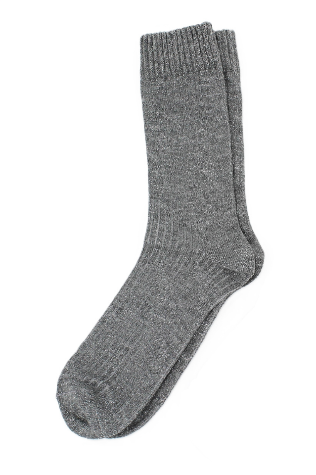 Gri - Gümüş Simli Bot Tipi Kadın Çorap