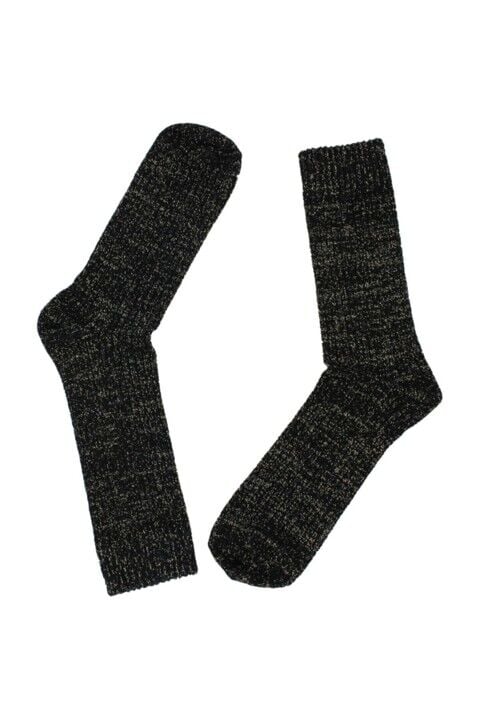 Siyah - Altın Simli Bot Tipi Kadın Çorap