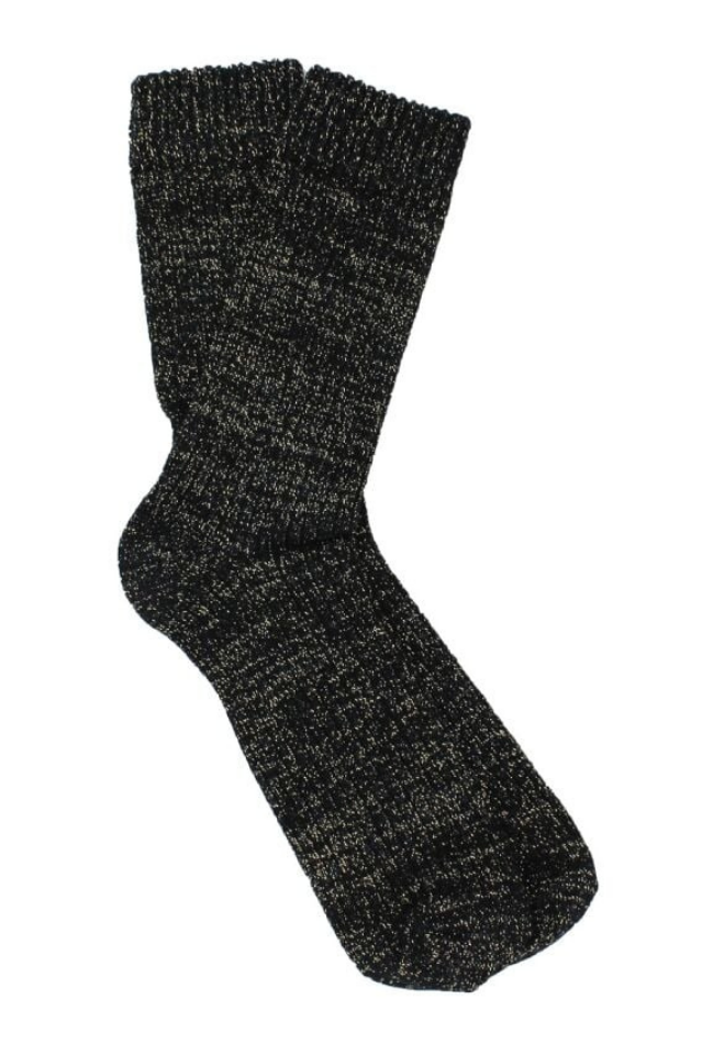 Siyah - Altın Simli Bot Tipi Kadın Çorap