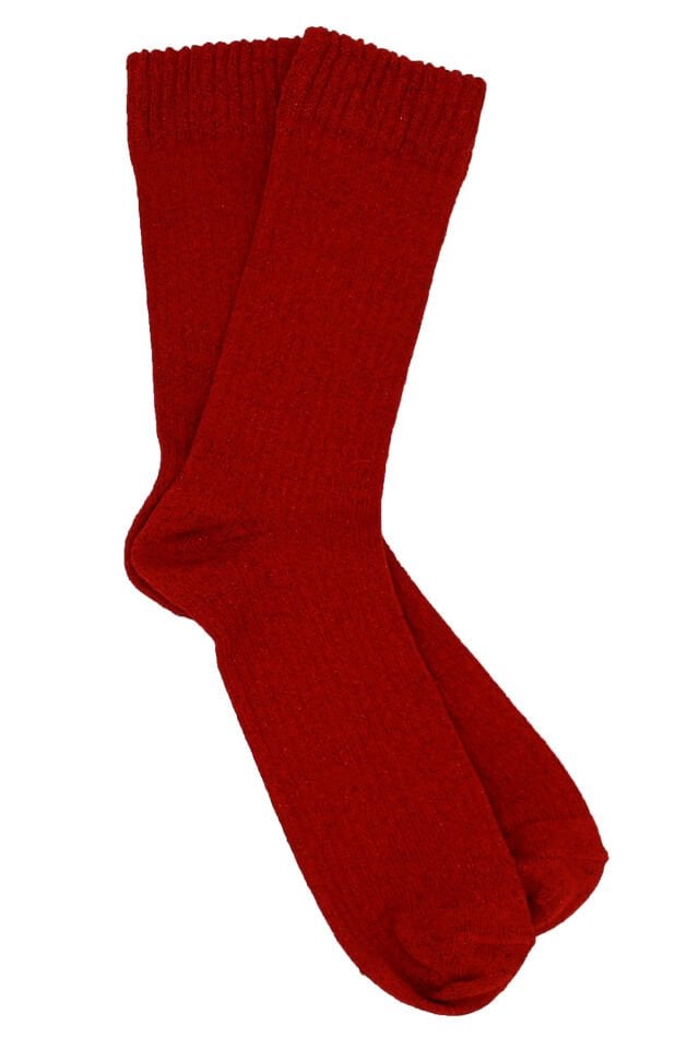 Kırmızı Simli Bot Tipi Kadın Çorap