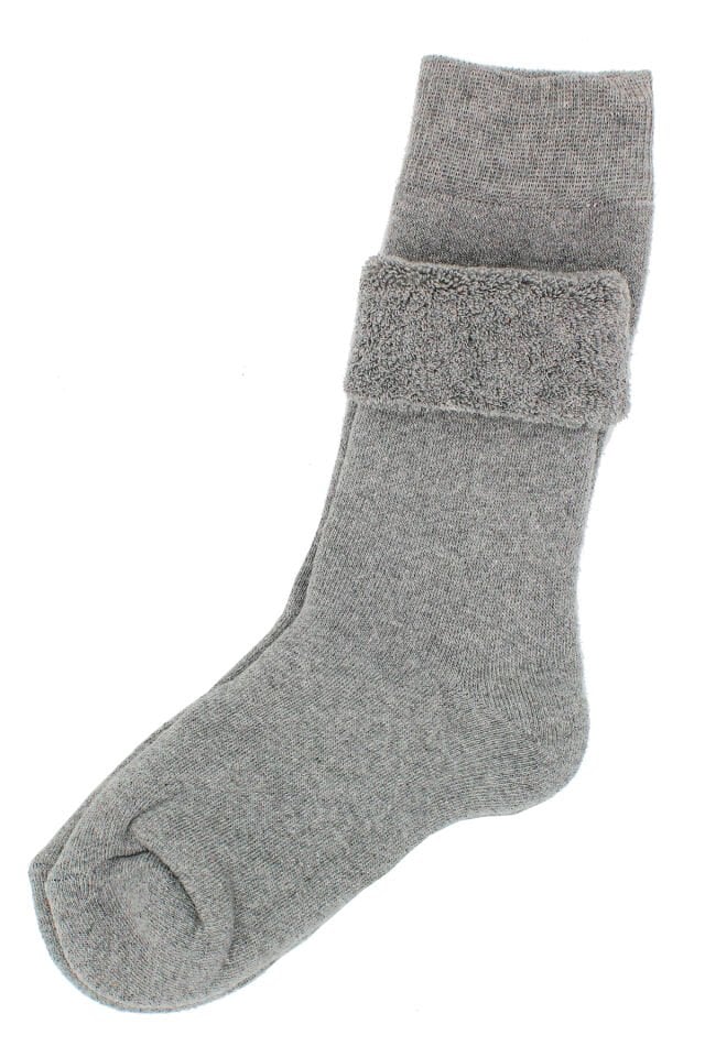 A CLASSE Gri Termal/Thermal Kıvrık Havlu Kalın Kışlık Kadın Çorap