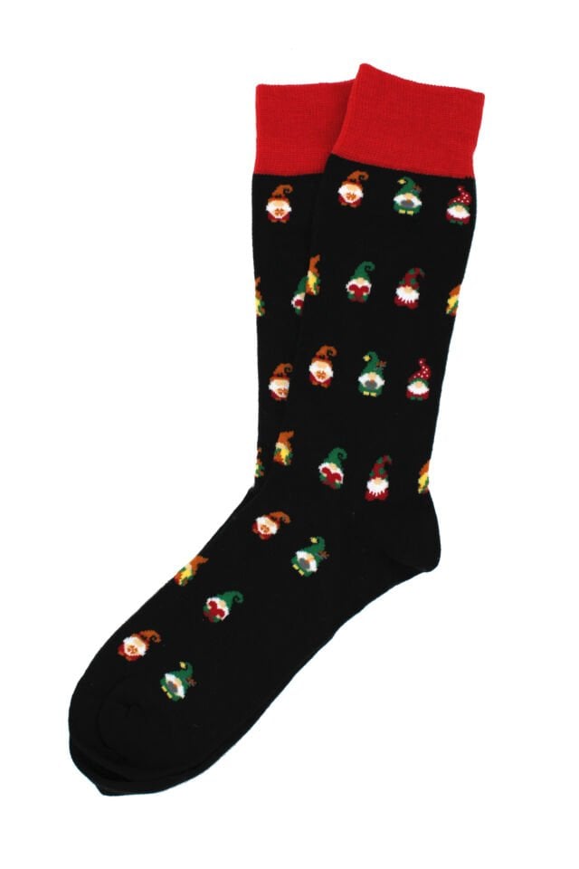 A CLASSE Noel Elfi Desenli Siyah Yılbaşı Çorabı