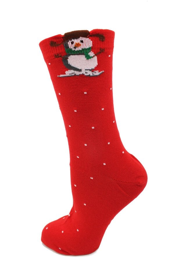 A CLASSE Kar Desenli Kırmızı Yılbaşı Çorap