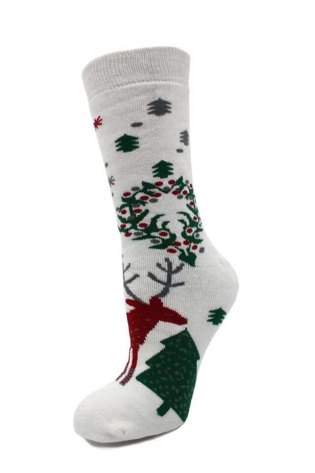 Geyik Desenli Kalın Kışlık Havlu Yılbaşı Çorabı