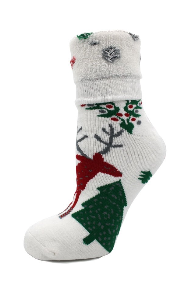 Geyik Desenli Kalın Kışlık Havlu Yılbaşı Çorabı