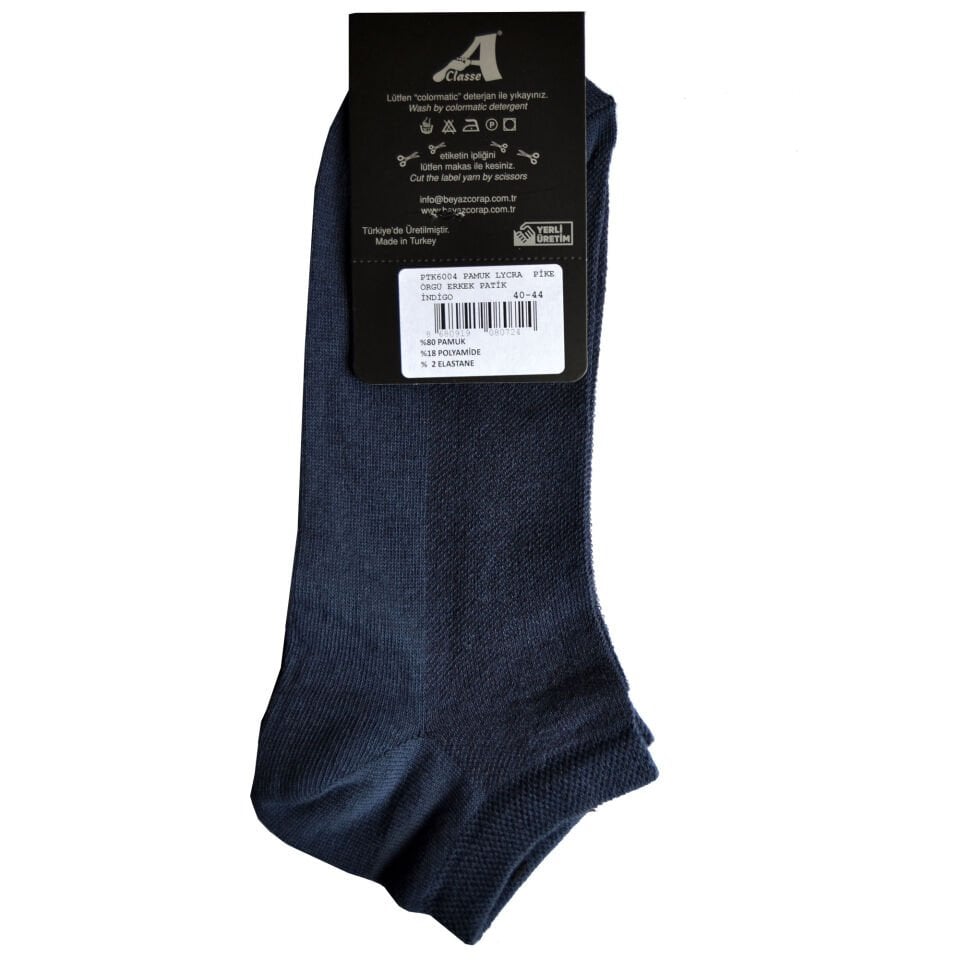 Pike Örgü İndigo Erkek Patik Çorap