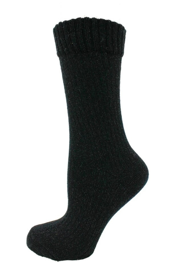 Siyah - Siyah Simli Bot Tipi Kadın Çorap